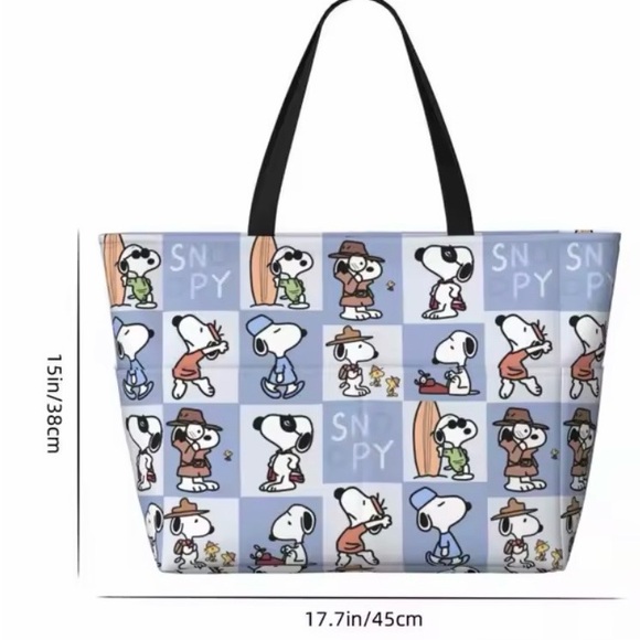 Snoopy Patterned Tote Bag - Black and Blue - Picture 3 of 10